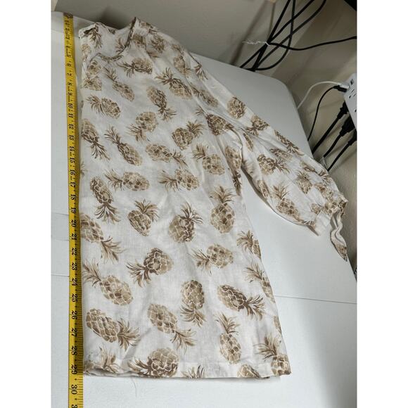 Coral Bay Top Womens 3X Ivory Tan Pineapples Linen Blend Tropical Resort Beach‎ - Picture 10 of 10